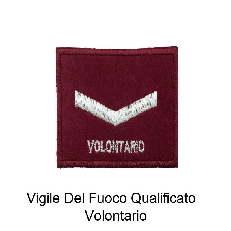 Distintivo qualifica Vigili del Fuoco VVF Qualificato Volontario grado  quadrato