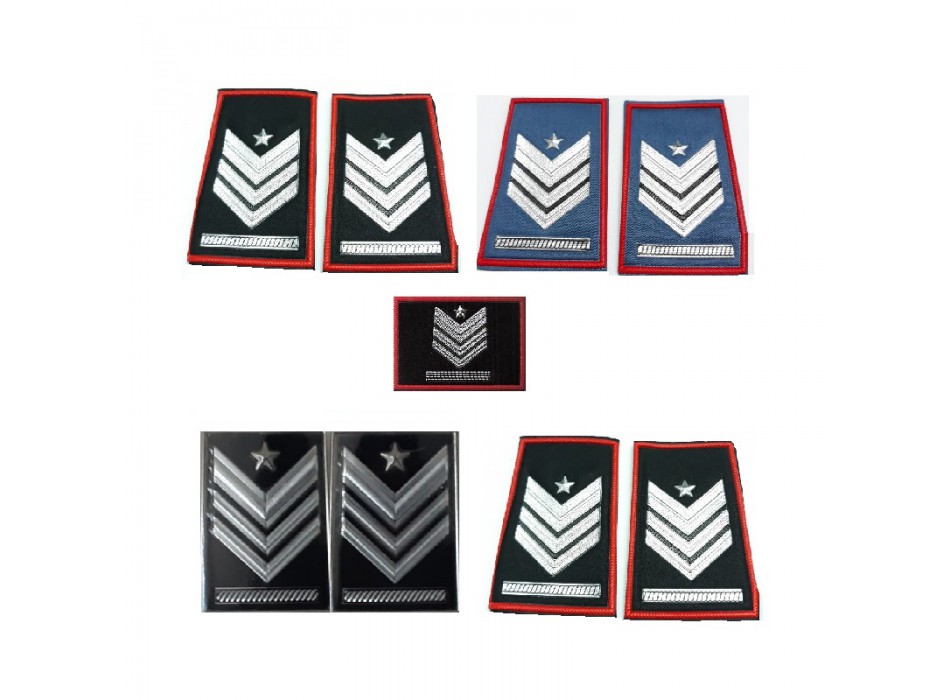 Kit gradi brigadiere capo qualifica speciale Carabinieri velcro, tubolari e metallo Divisa Militare