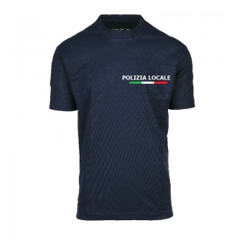 T-shirt tattica polizia locale materiale tecnico no stiro con velcro al braccio blu Divisa Militare