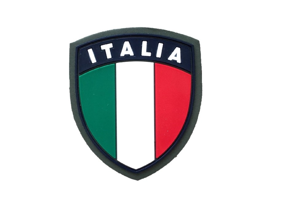 Patch Italia scudetto contorno verde gommata con velcro Divisa Militare