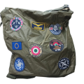 Borsa am porta casco verde aeronautica con toppe