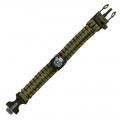 Bracciale Paracord bushcraft verde con bussola acciarino fischietto