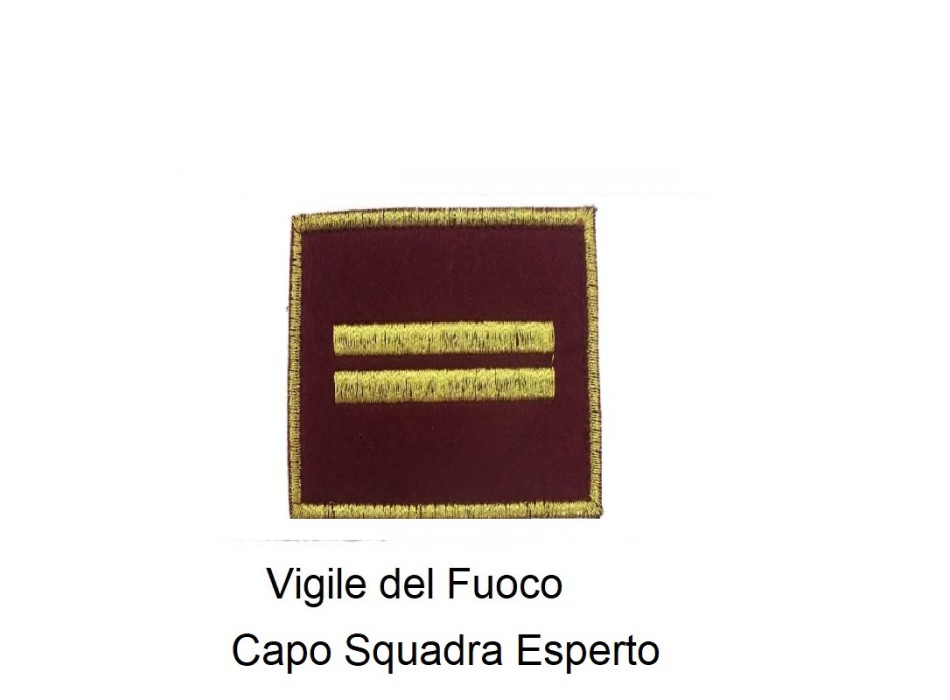 Distintivo qualifica Vigili del Fuoco VVF Capo Squadra Esperto grado quadrato Divisa Militare