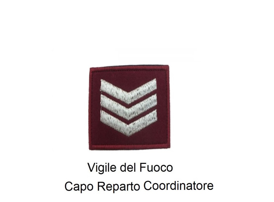 Distintivo qualifica Vigili del Fuoco VVF Coordinatore grado quadrato Divisa Militare