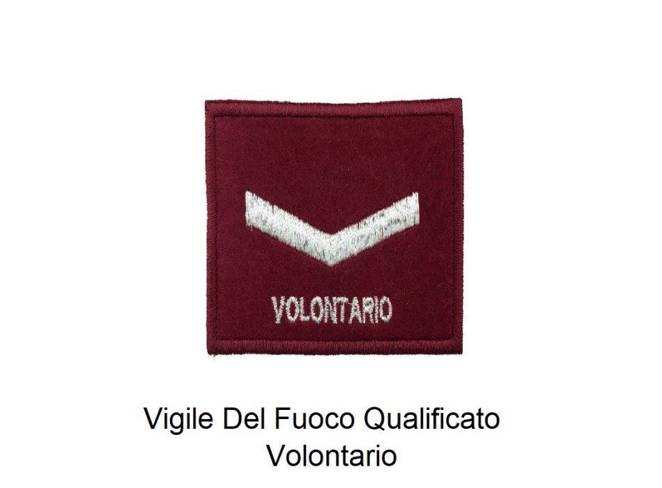 Distintivo qualifica Vigili del Fuoco VVF Qualificato Volontario grado quadrato Divisa Militare