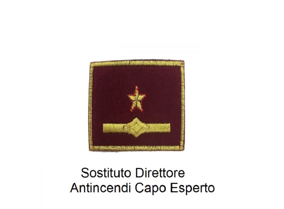 Distintivo qualifica Vigili del Fuoco VVF Vigile Del Fuoco Sostituto Direttore Antincendi Capo Esperto grado quadrato Divisa Militare