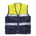 Gilet giallo/blu alta vibilità protezione civile milti tasche