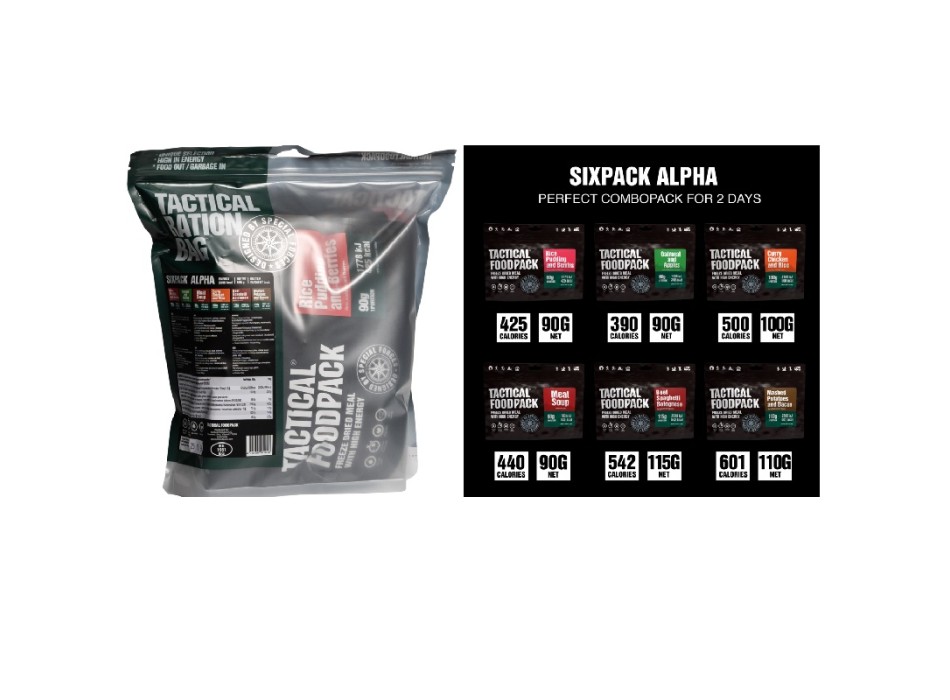 Kit alimentare due giorni Sixpack Alpha 595g tactical foodpack Divisa Militare