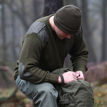 Maglione Nato con toppe su spalla e gomiti portagradi e taschino Divisa Militare