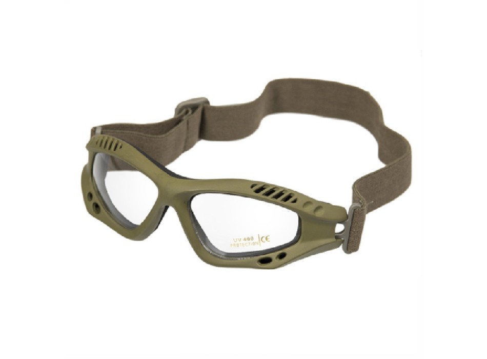 Occhiali da sole commando goggles air pro con laccio verde, lente chiara Divisa Militare