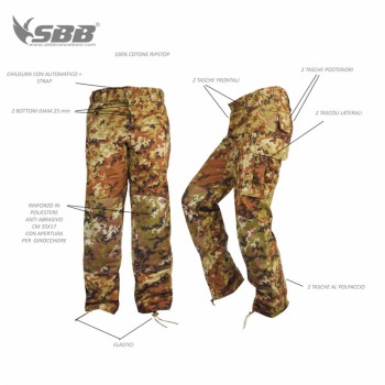 Pantalone combat di ricambio per mimetica vegetata italiana mod 2013 Divisa Militare