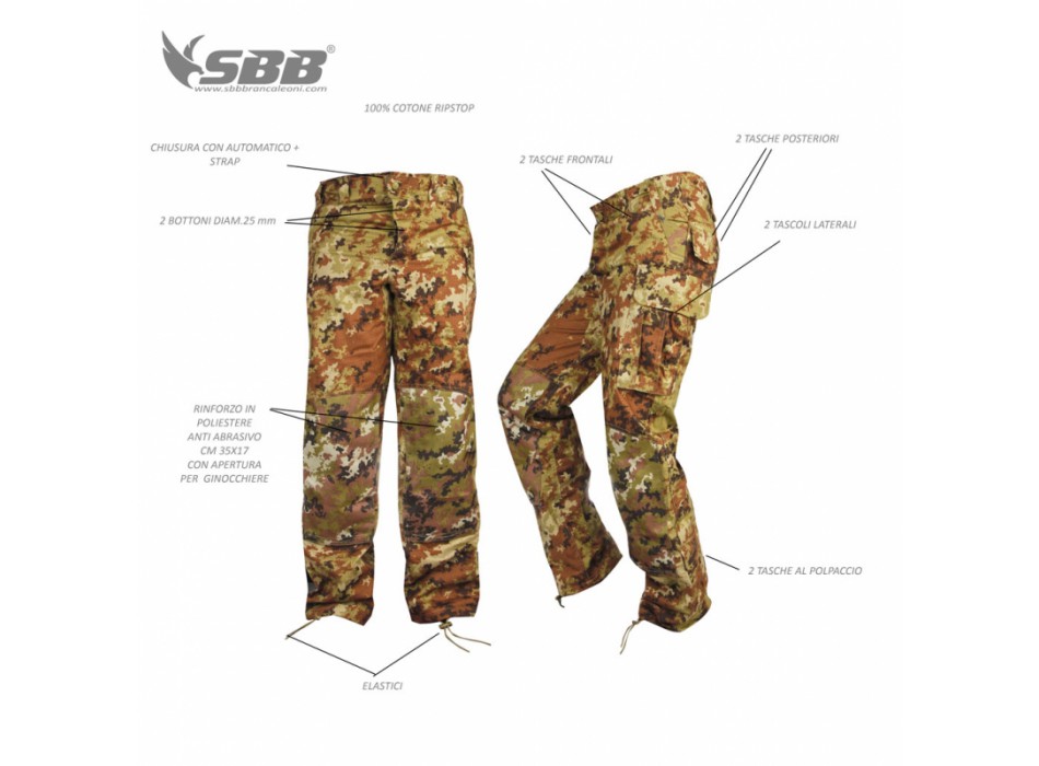 Pantalone combat di ricambio per mimetica vegetata italiana mod 2013 Divisa Militare