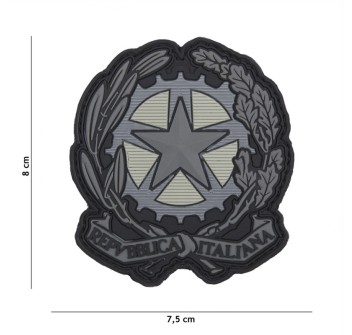 Patch omri toppa tonda Italia gommata emblema repubblica italiana grigio Divisa Militare