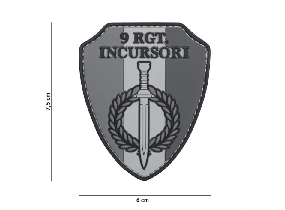 Patch toppa scudetto gommato 9 rgt incursori grigio Divisa Militare