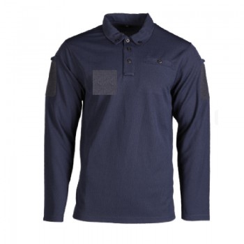 Polo tattica maniche lunghe con portapenne e velcro su maniche e velcro petto blu Divisa Militare