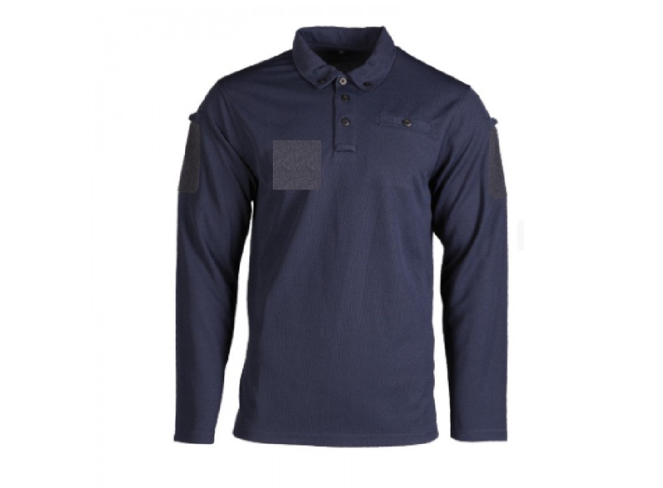 Polo tattica maniche lunghe con portapenne e velcro su maniche e velcro petto blu Divisa Militare