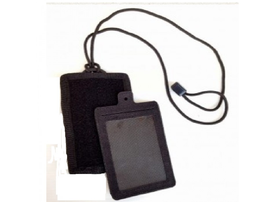 Porta badge tesserino da collo velcrabile id card case nero