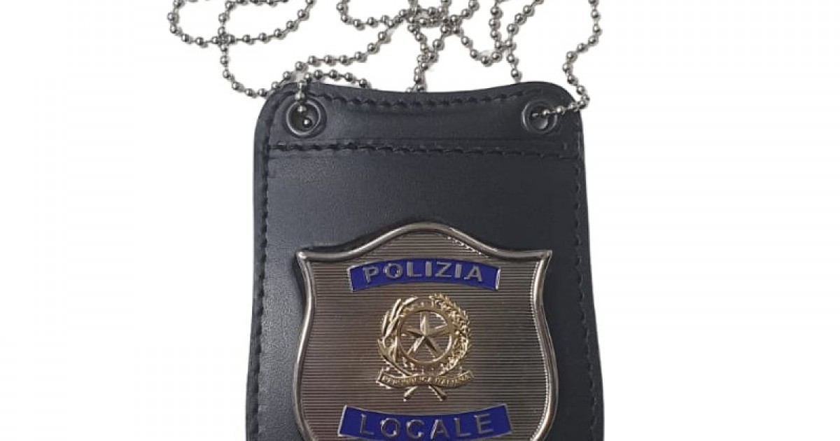 Porta placca da collo e tesserino Polizia Locale Repubblica italiana