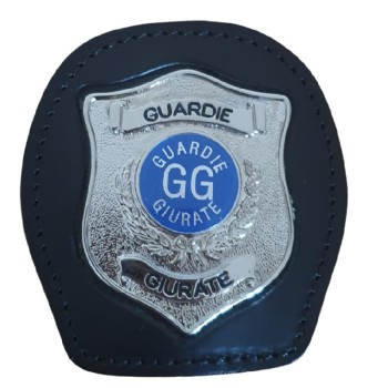 Portaplacca da cintura con placca Guardia Giurata scudo argento Divisa Militare