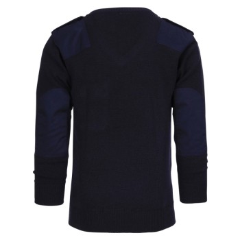 Pullover a maniche lunghe collo a V blu Divisa Militare