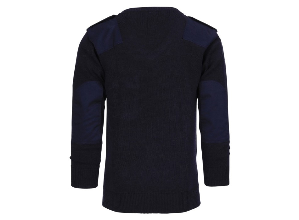 Pullover a maniche lunghe collo a V blu Divisa Militare