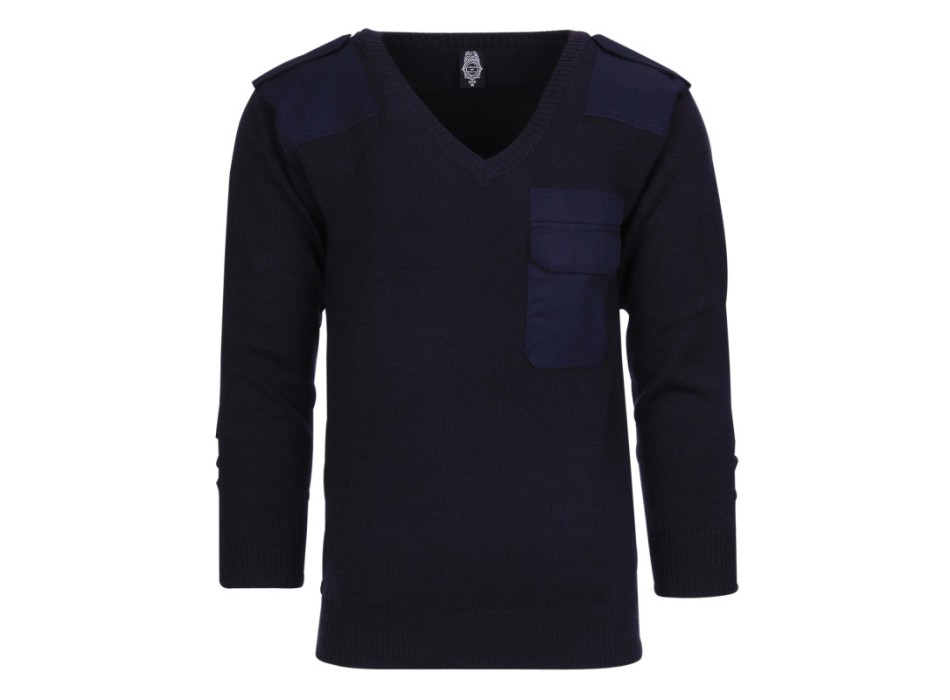 Pullover a maniche lunghe collo a V blu Divisa Militare