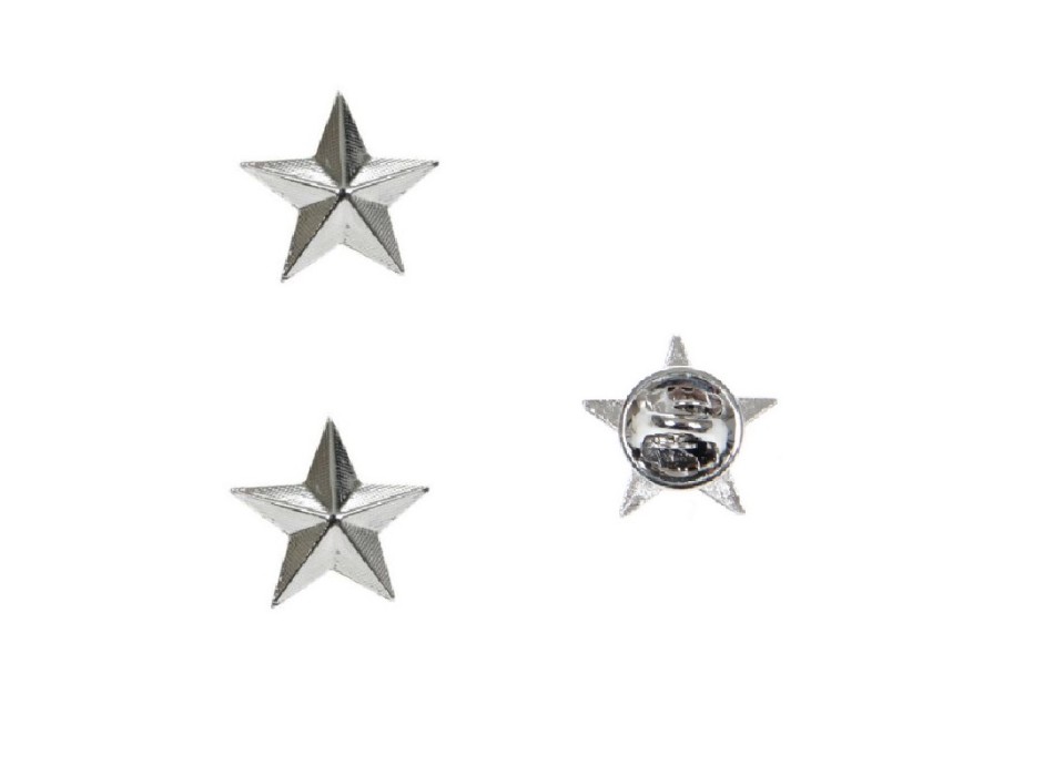 Stella militare argento cm 2 a 5 punte a clip coppia Divisa Militare