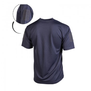 T-shirt maglietta tattica militare blu con velcro maniche+petto Divisa Militare