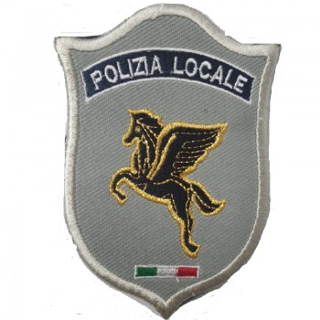 Toppa patch ricamata polizia locale Pegaso e bandiera Italia Divisa Militare