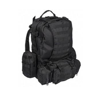 Zaino 50 litri nero con tasche removibili Divisa Militare