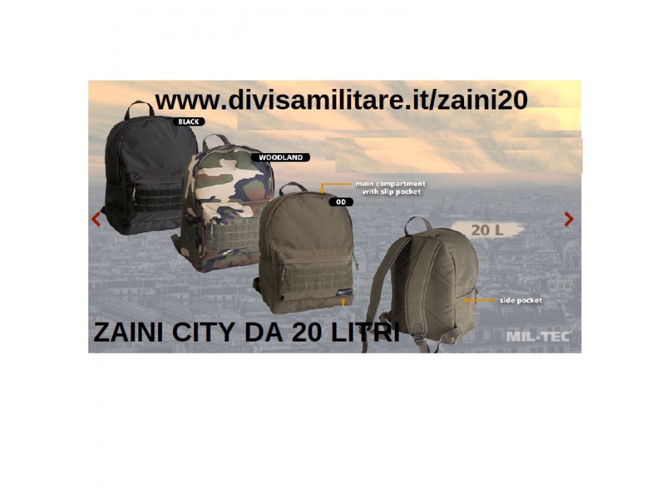 Zaino militare city verde a molle 20 litri Divisa Militare